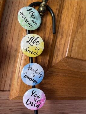 Inspirational Round magnet Set Pastel Green Yellow Blue Pink yellow 4 magnets